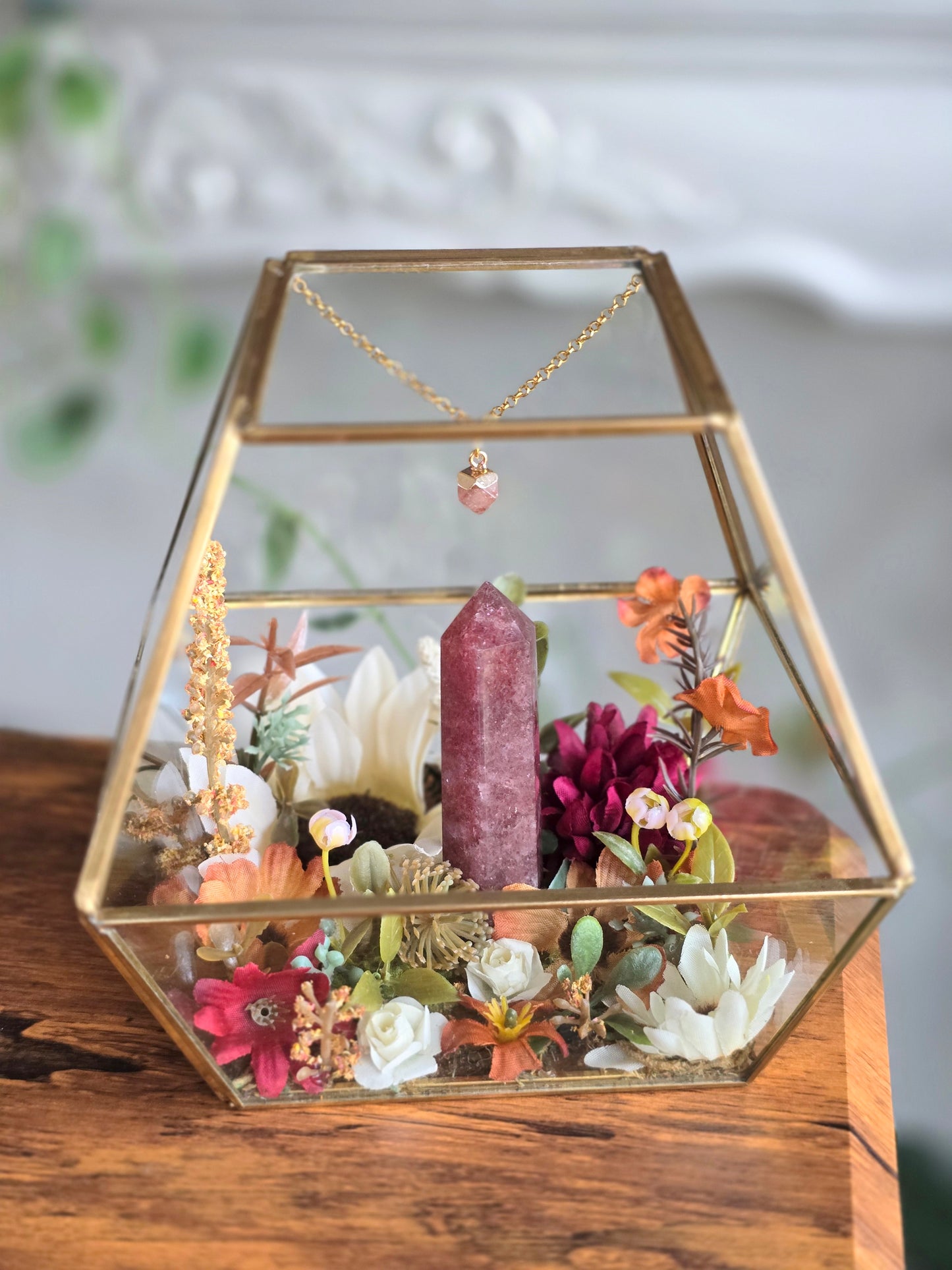 Strawberry Quartz Crystal Terrarium