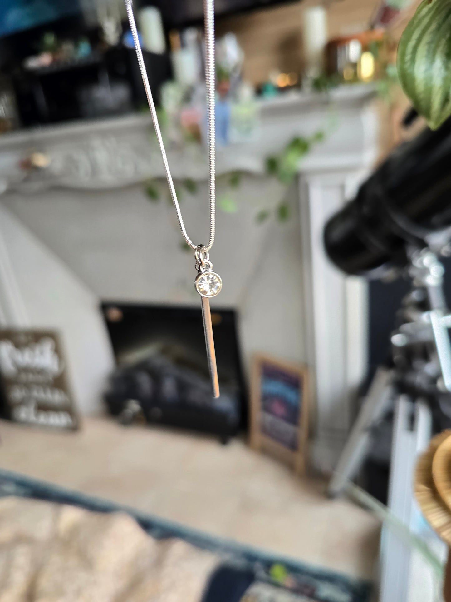 Gold Bar Crystal Drop Necklace