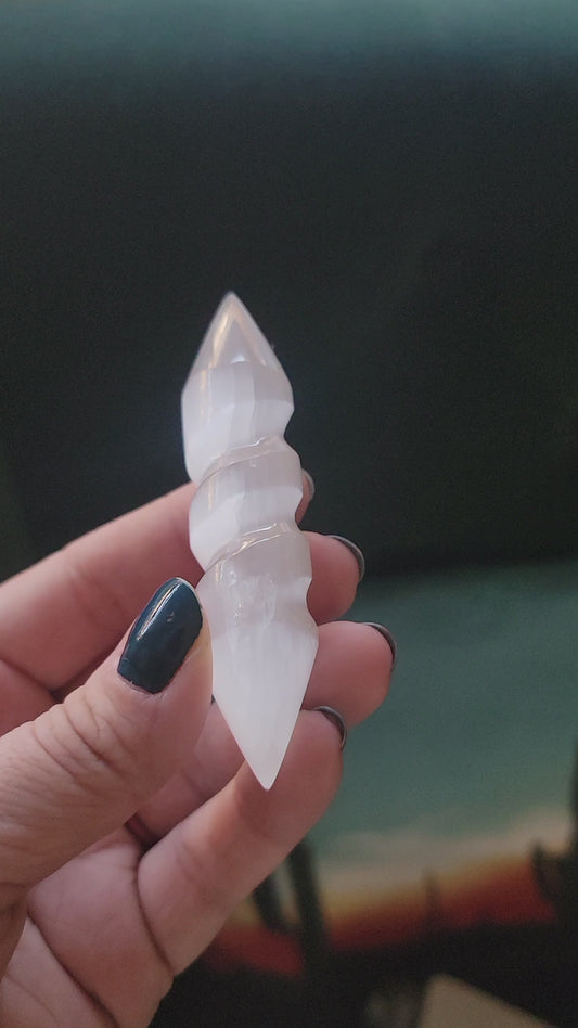 Selenite Spiral Wand