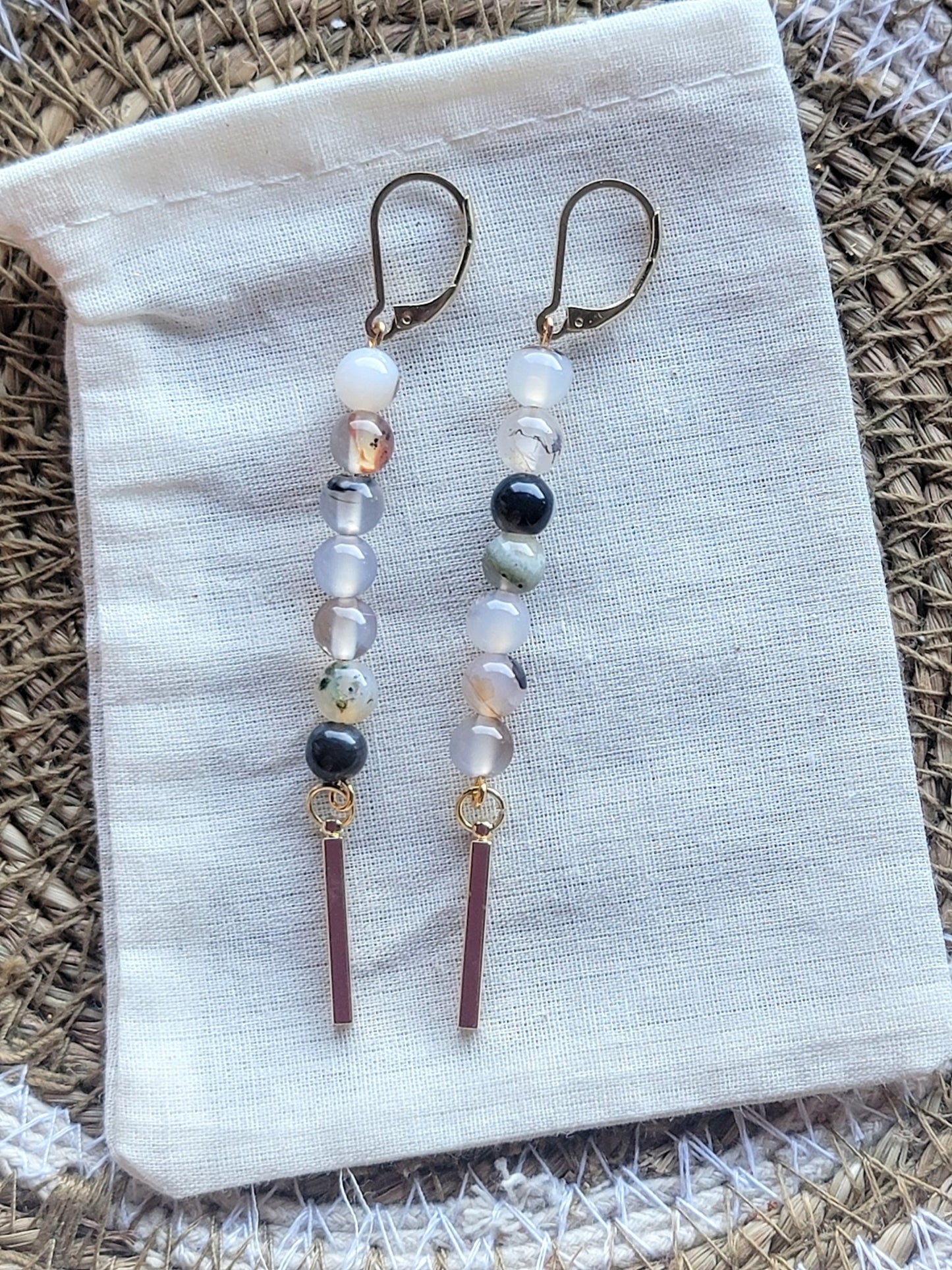 Black Flower Agate Gold Bars - Smash's Stashes