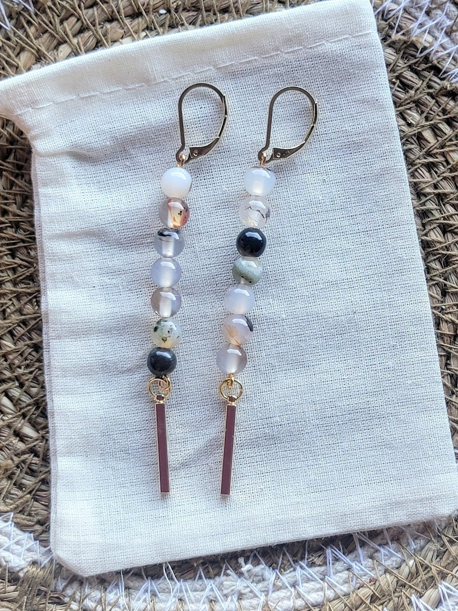 Black Flower Agate Gold Bars - Smash's Stashes