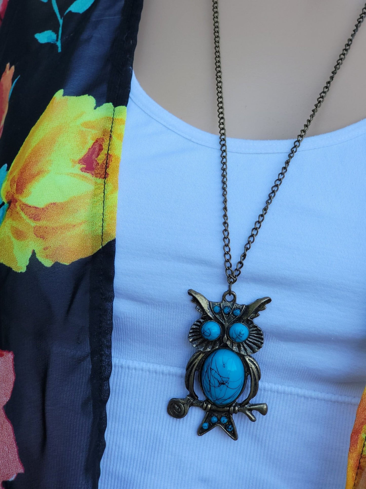 Bronze and Blue Owl Necklace and Pendant - Smash's Stashes