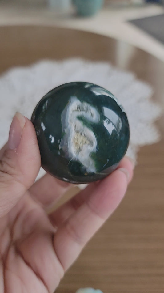 Druzy Moss Agate Sphere