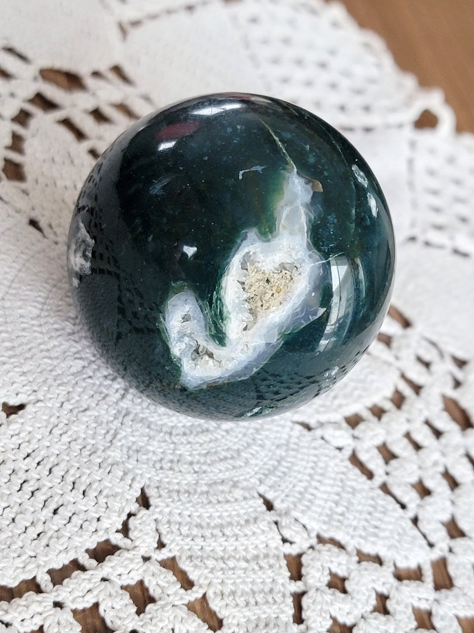 Druzy Moss Agate Sphere - Smash's Stashes