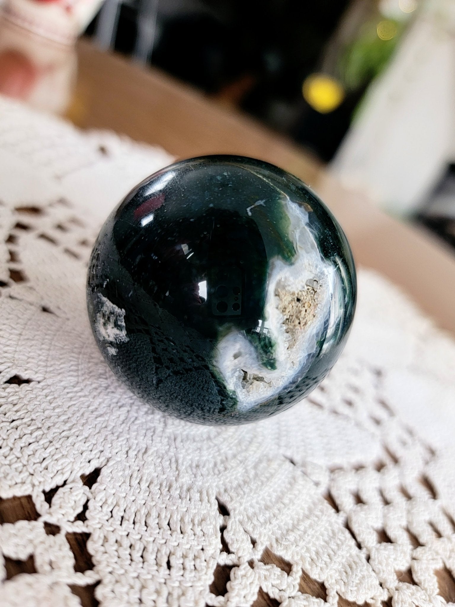 Druzy Moss Agate Sphere - Smash's Stashes