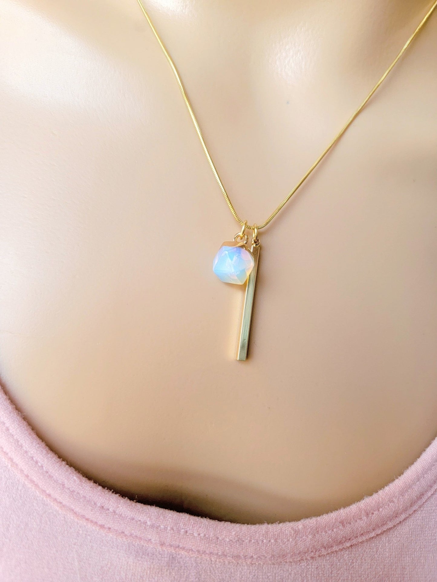 Gold Bar Crystal Drop Necklace - Smash's Stashes