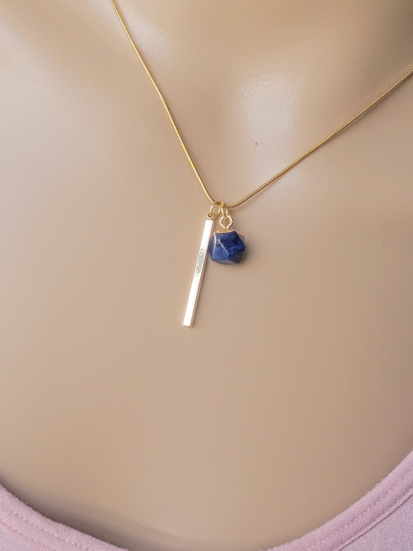 Gold Bar Crystal Drop Necklace - Smash's Stashes
