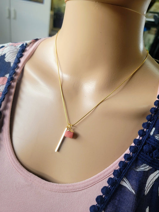 Gold Bar Crystal Drop Necklace - Smash's Stashes