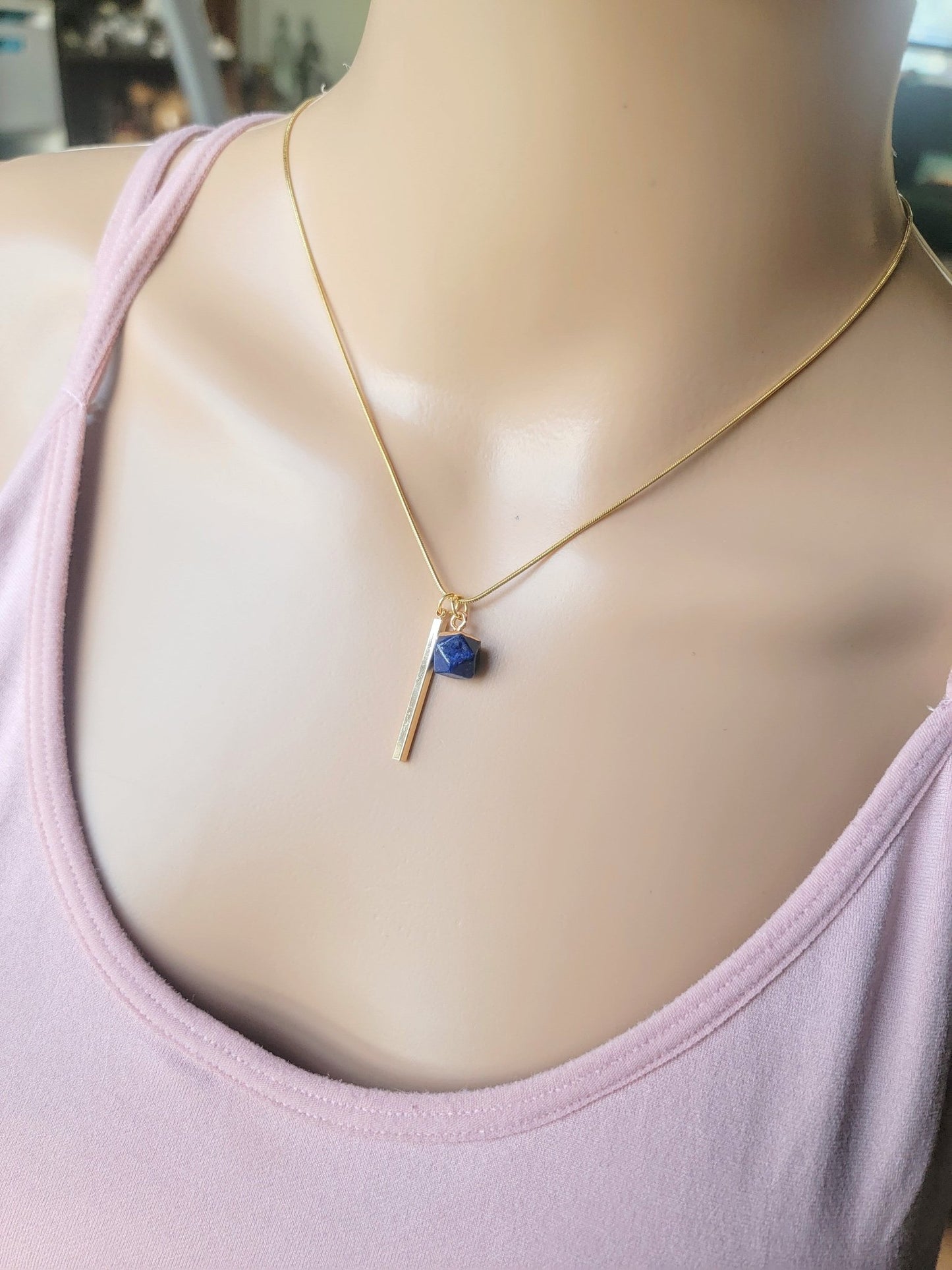 Gold Bar Crystal Drop Necklace - Smash's Stashes