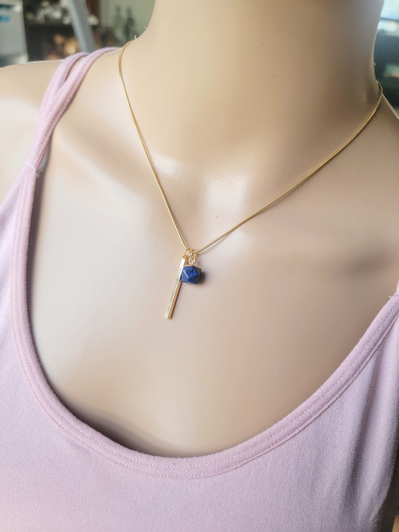 Gold Bar Crystal Drop Necklace - Smash's Stashes