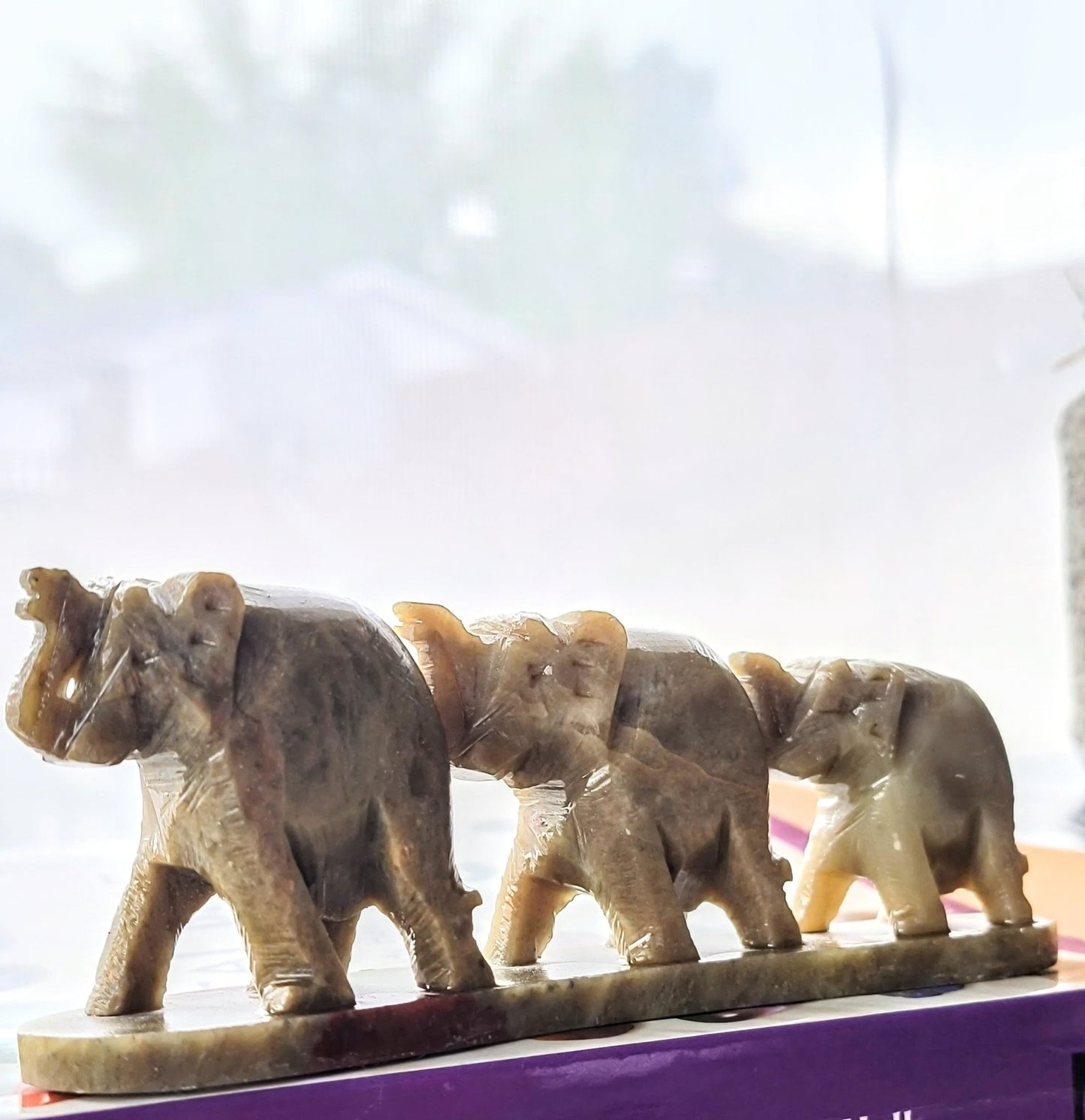 Hand Carved Elephant Family - Smash's Stashes
