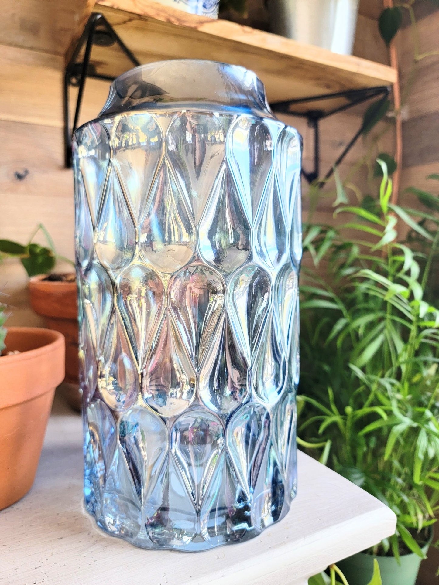 Opalescent Teardrop Cylinder Vase - Smash's Stashes