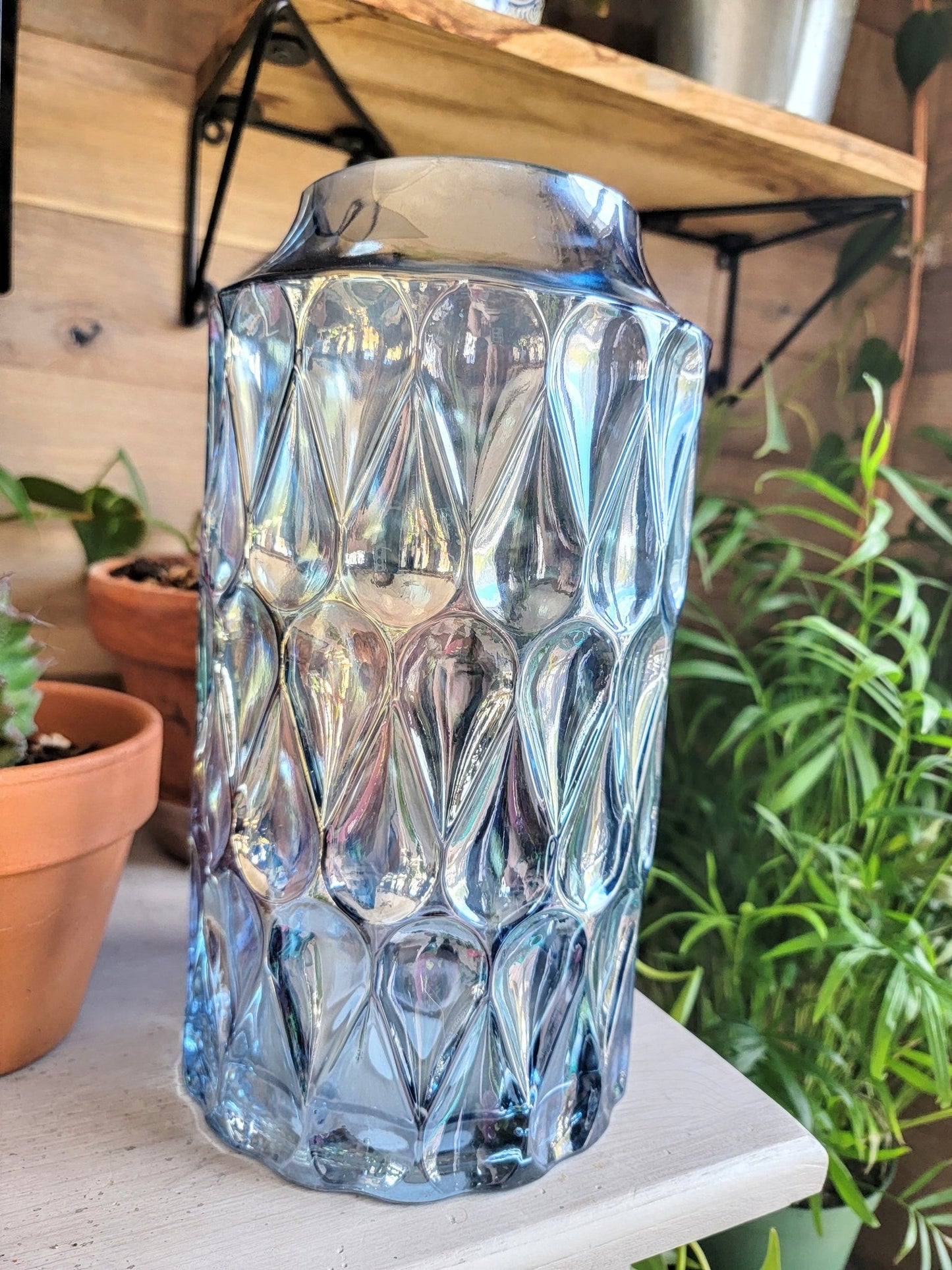 Opalescent Teardrop Cylinder Vase - Smash's Stashes