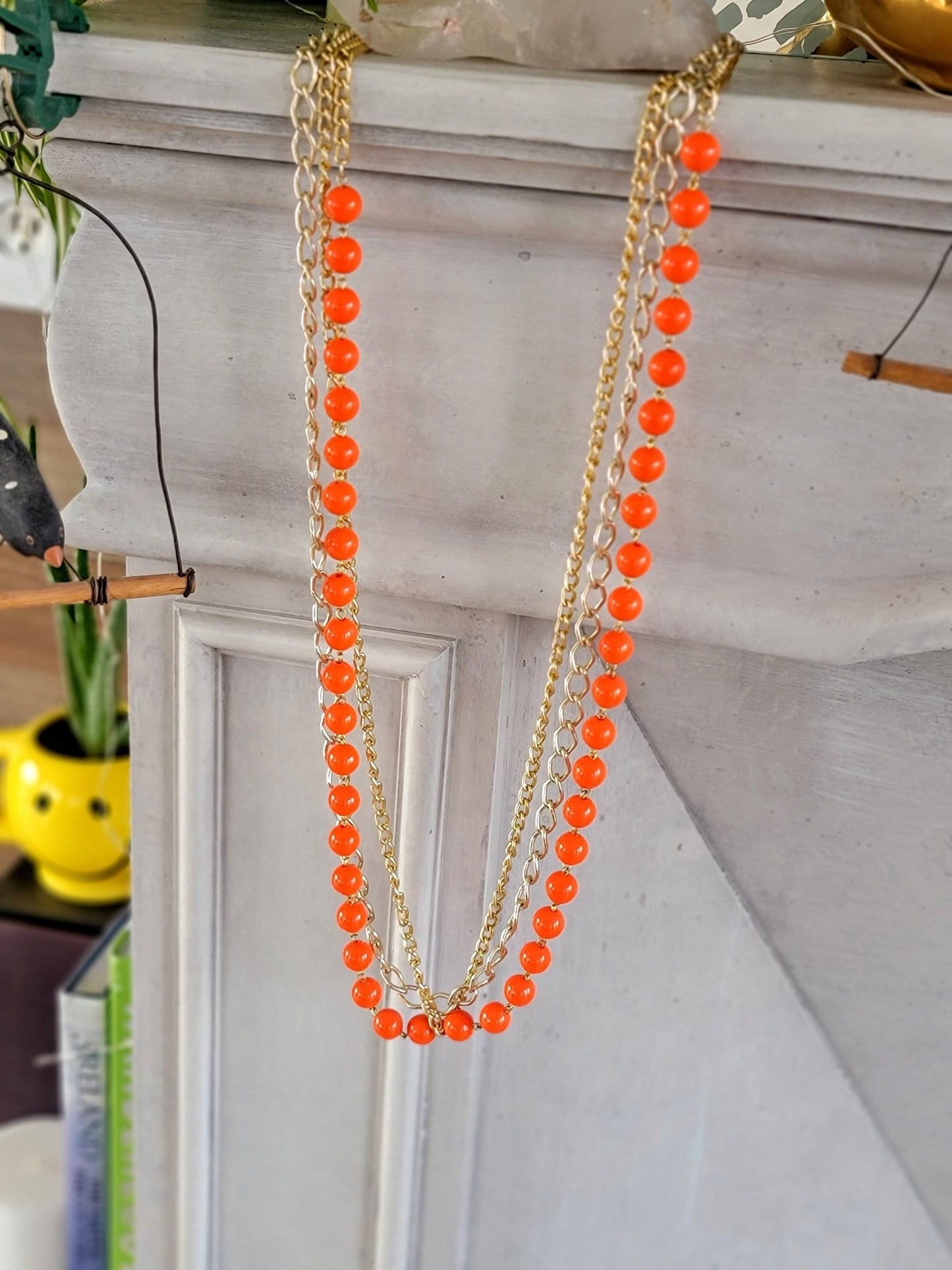 Orange Beads & Gold Chain - Smash's Stashes