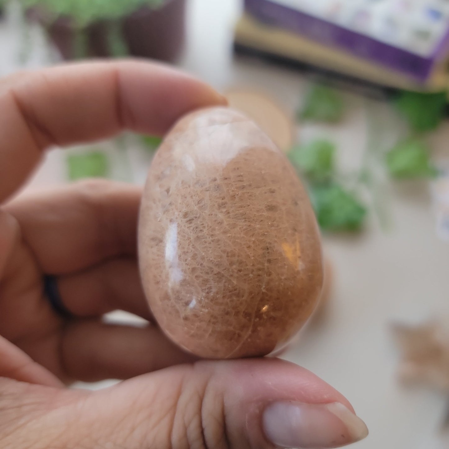 Peach Moonstone Palm Stones - Smash's Stashes