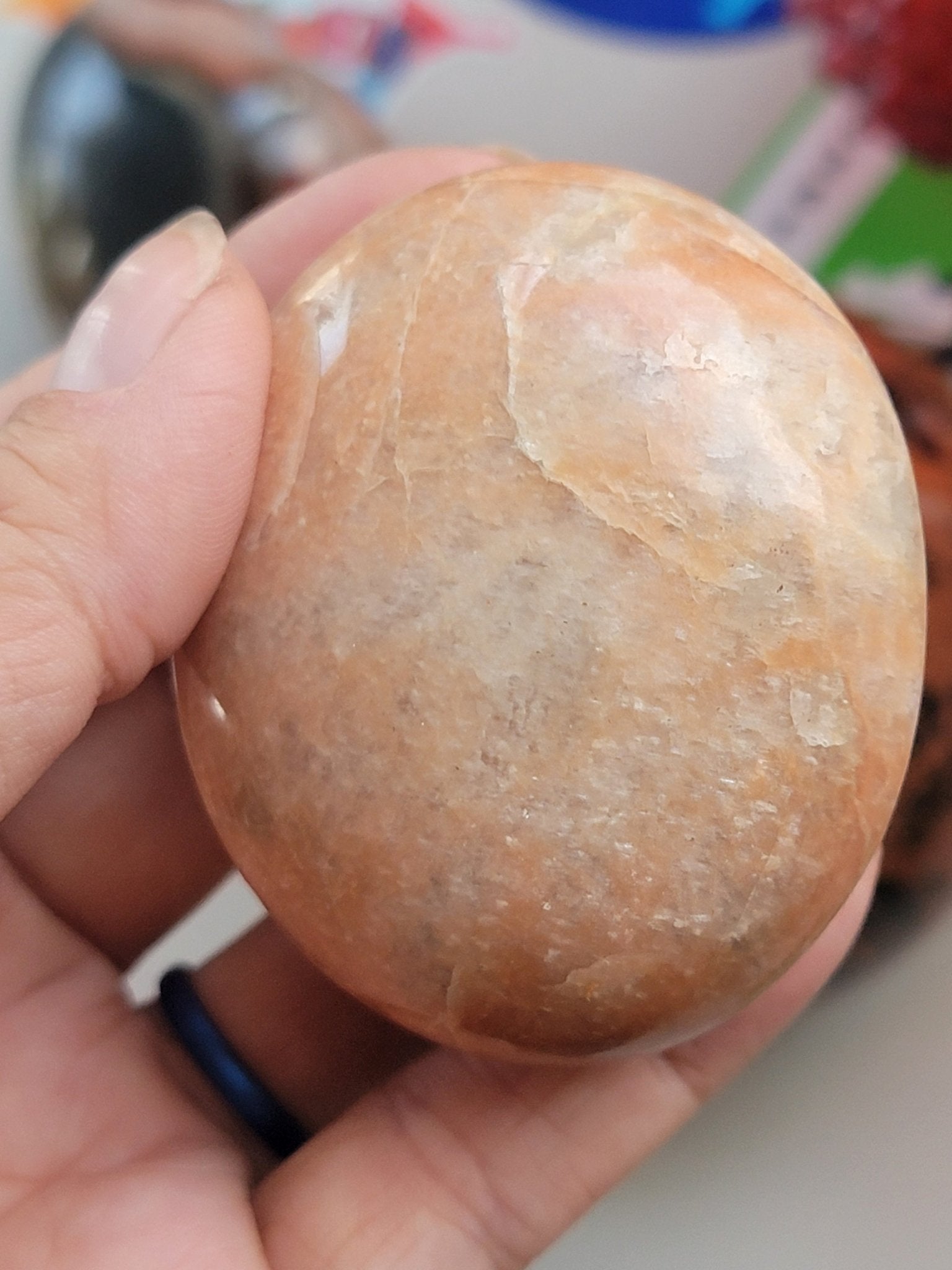 Peach Moonstone Palm Stones - Smash's Stashes