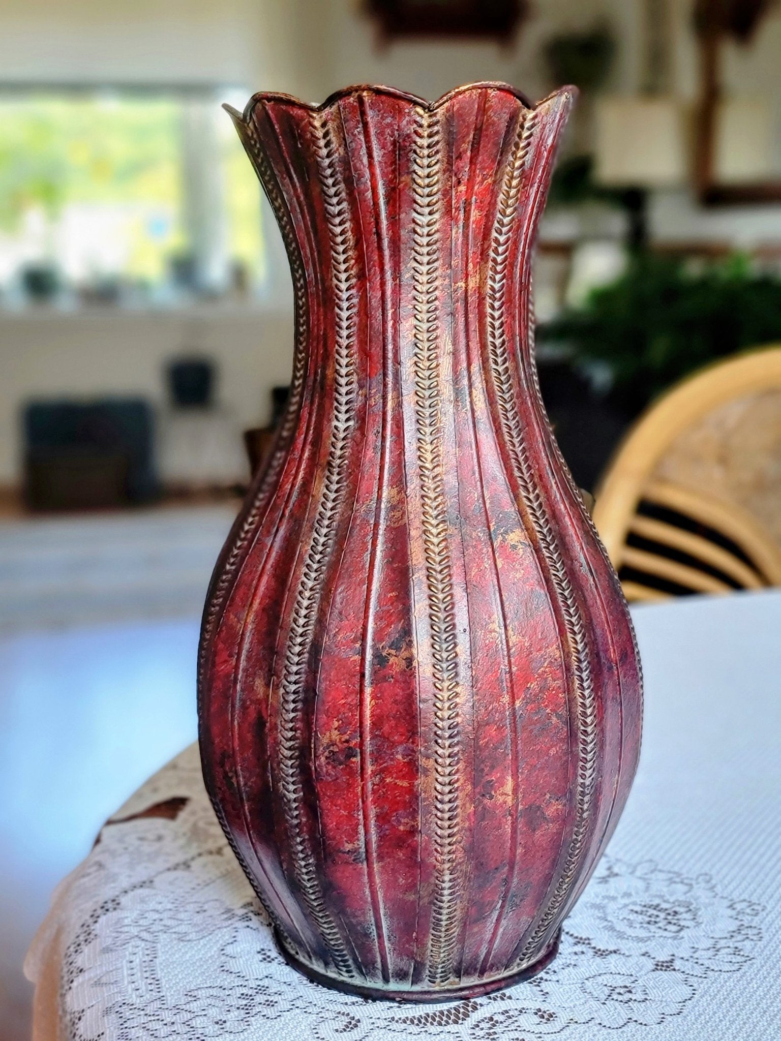 Red and Gold Zipper Vase - Smash's Stashes