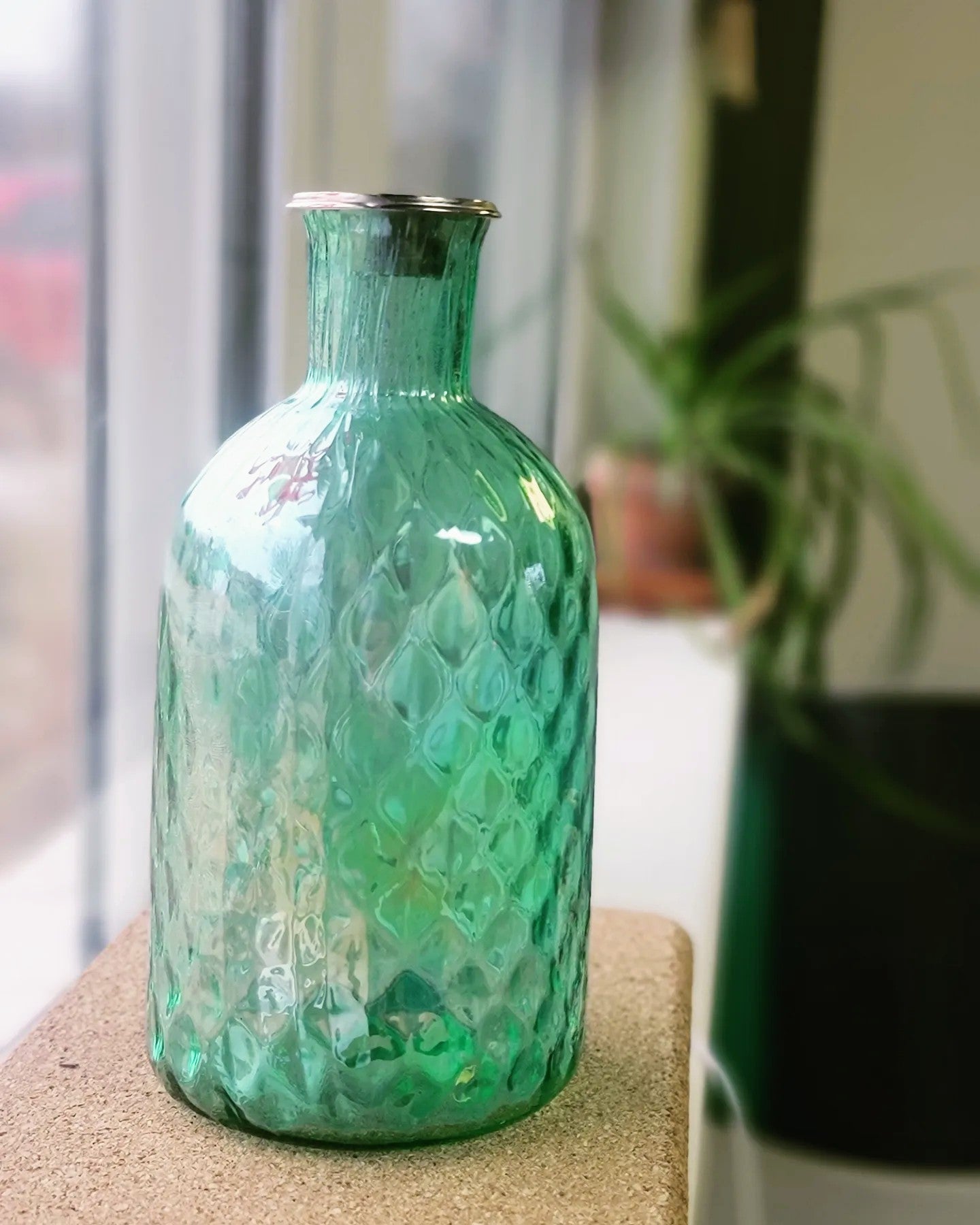 Teal Glass Candle Holder - Smash's Stashes