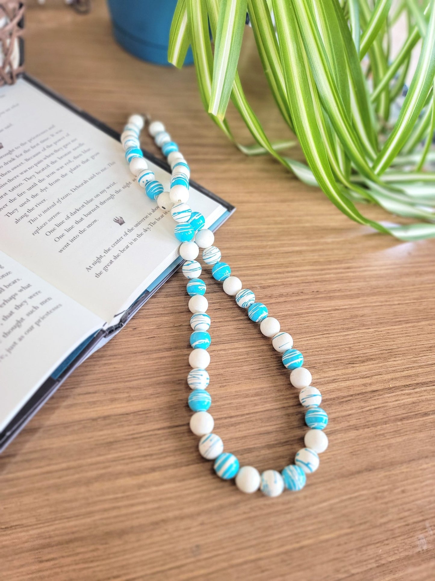 Teal & White Necklace - Smash's Stashes