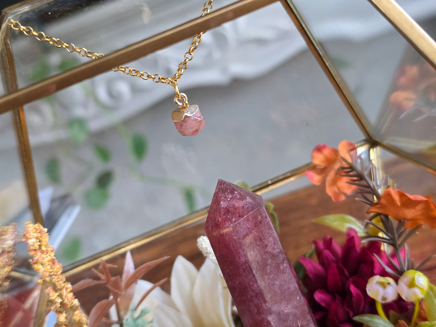 Strawberry Quartz Crystal Terrarium