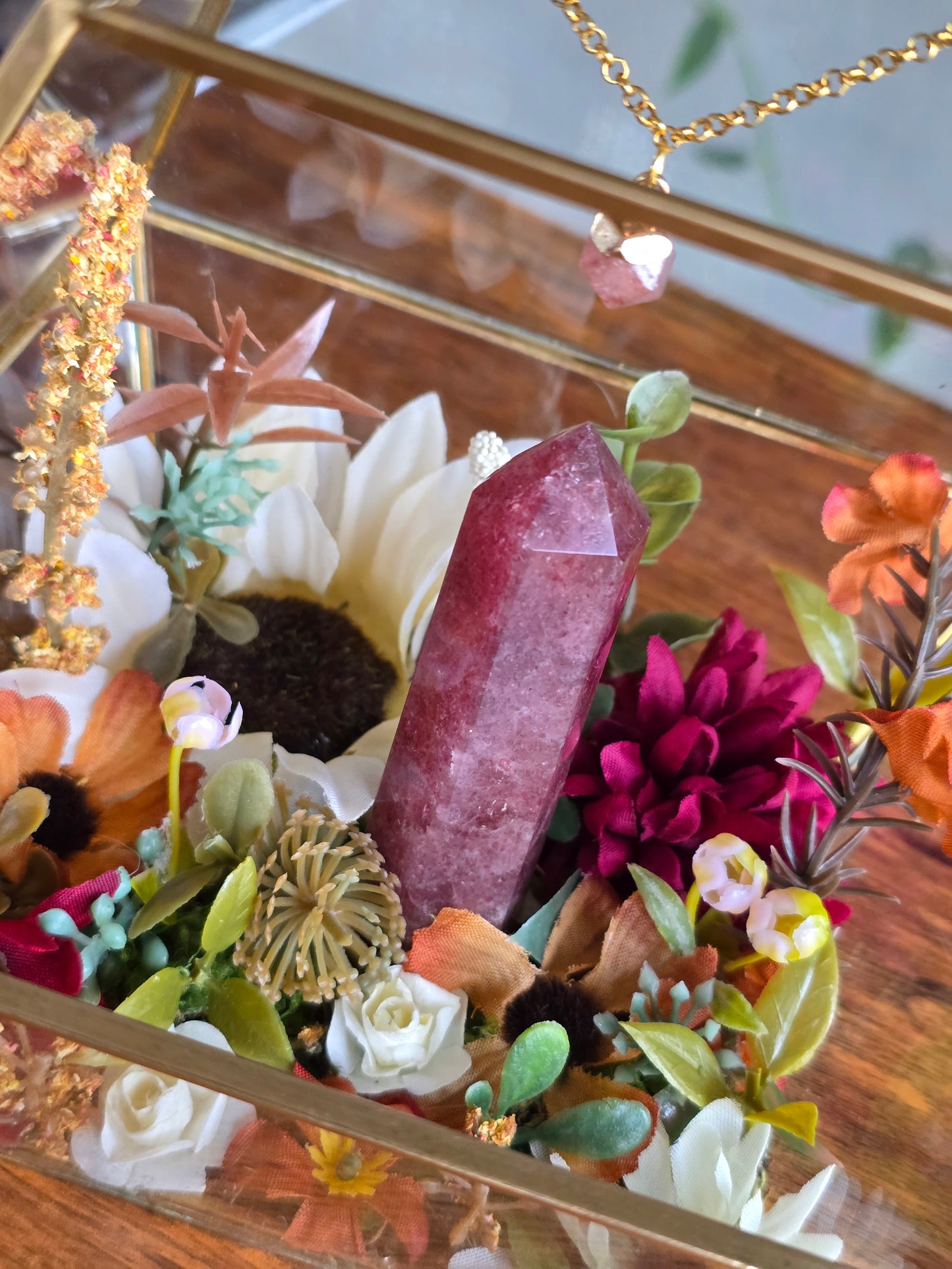 Strawberry Quartz Crystal Terrarium