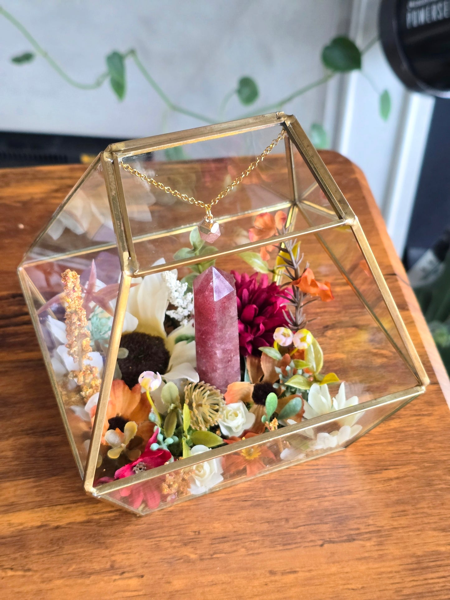 Strawberry Quartz Crystal Terrarium