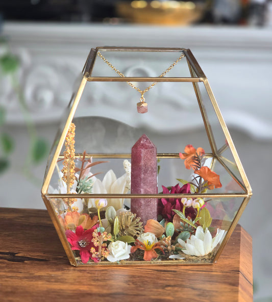 Strawberry Quartz Crystal Terrarium