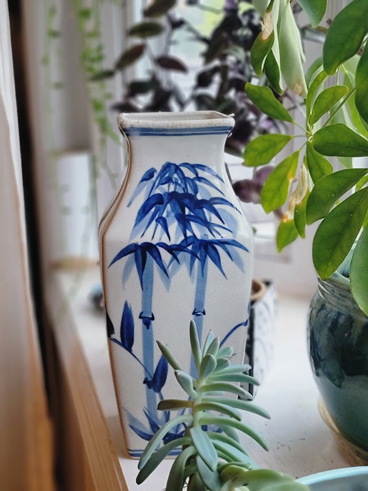 Blue and White Chinese Bamboo Vase - Smash's Stashes