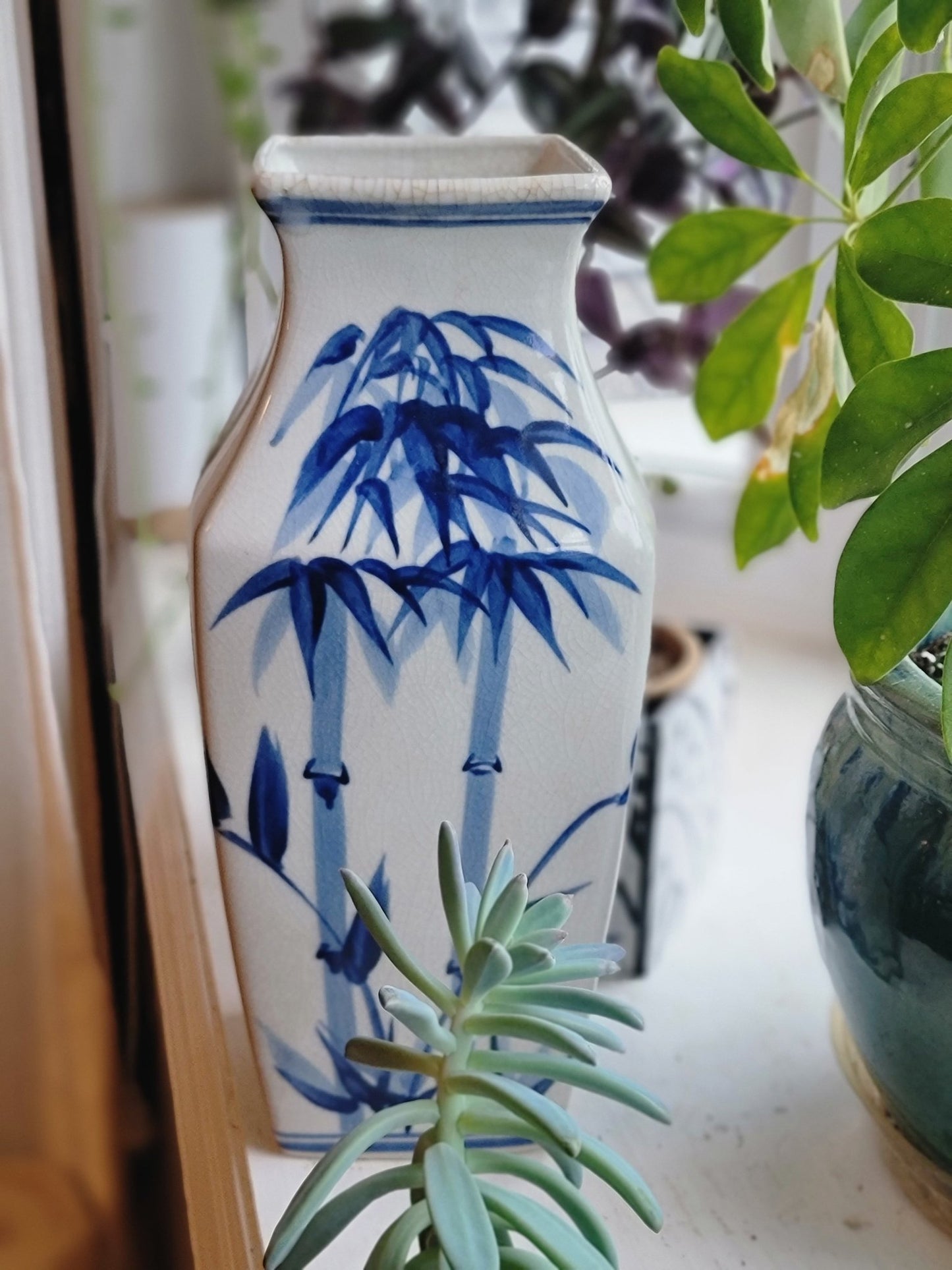 Blue and White Chinese Bamboo Vase - Smash's Stashes