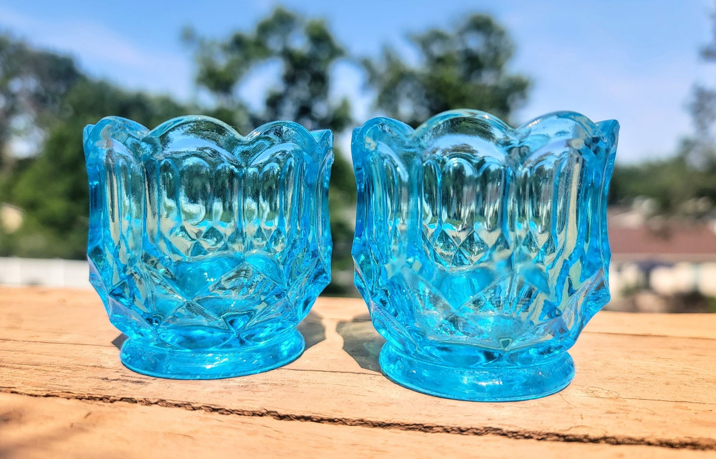 Blue Glass Toothpick Holders - Smash's Stashes