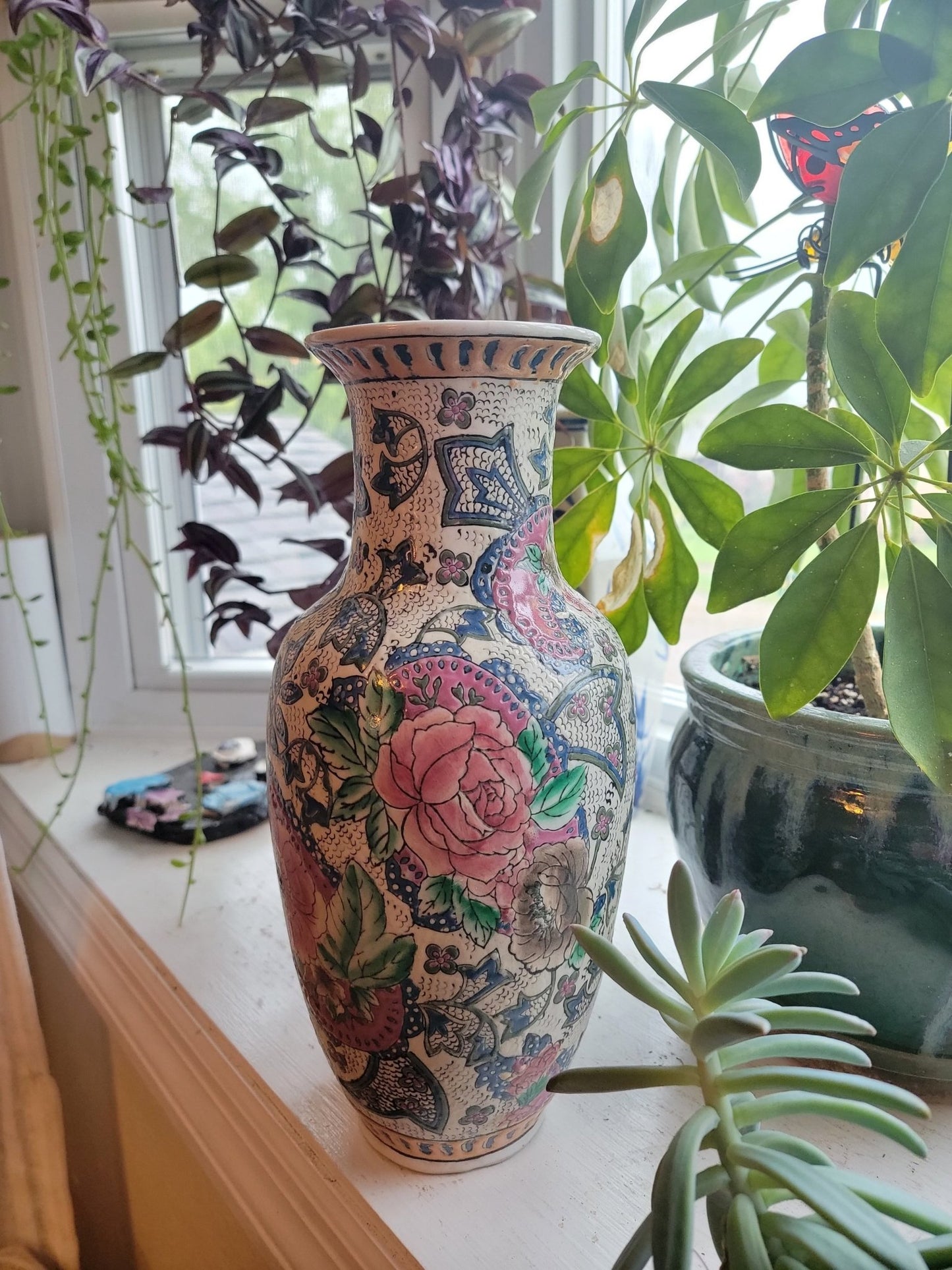Handcrafted Floral Chinese Vase - Smash's Stashes