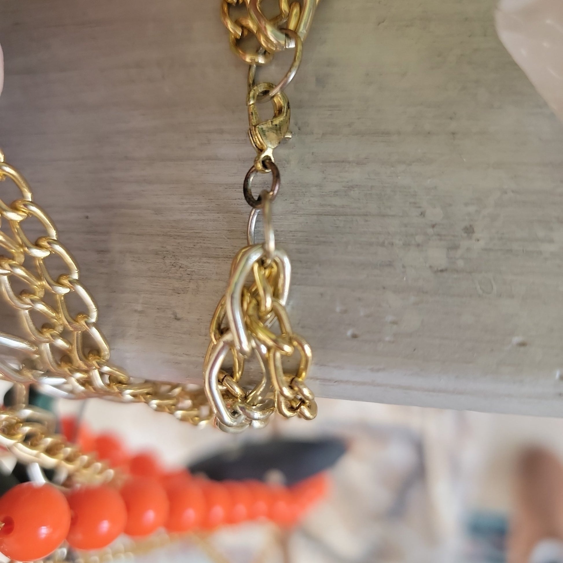 Orange Beads & Gold Chain - Smash's Stashes