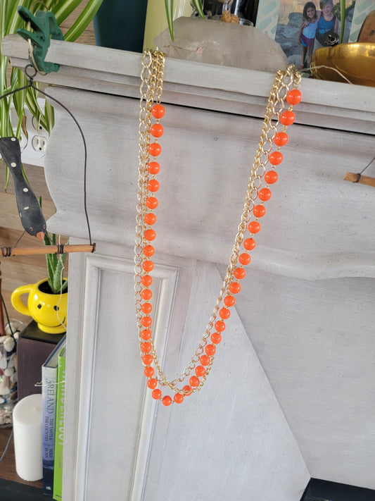 Orange Beads & Gold Chain - Smash's Stashes