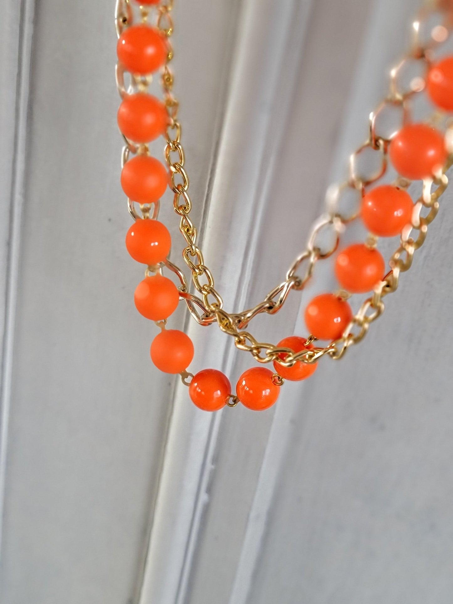 Orange Beads & Gold Chain - Smash's Stashes