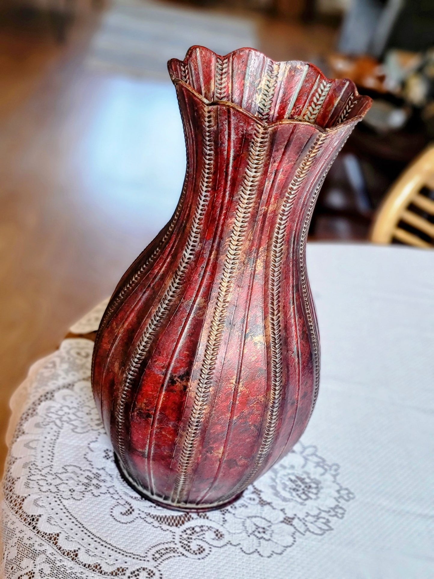 Red and Gold Zipper Vase - Smash's Stashes