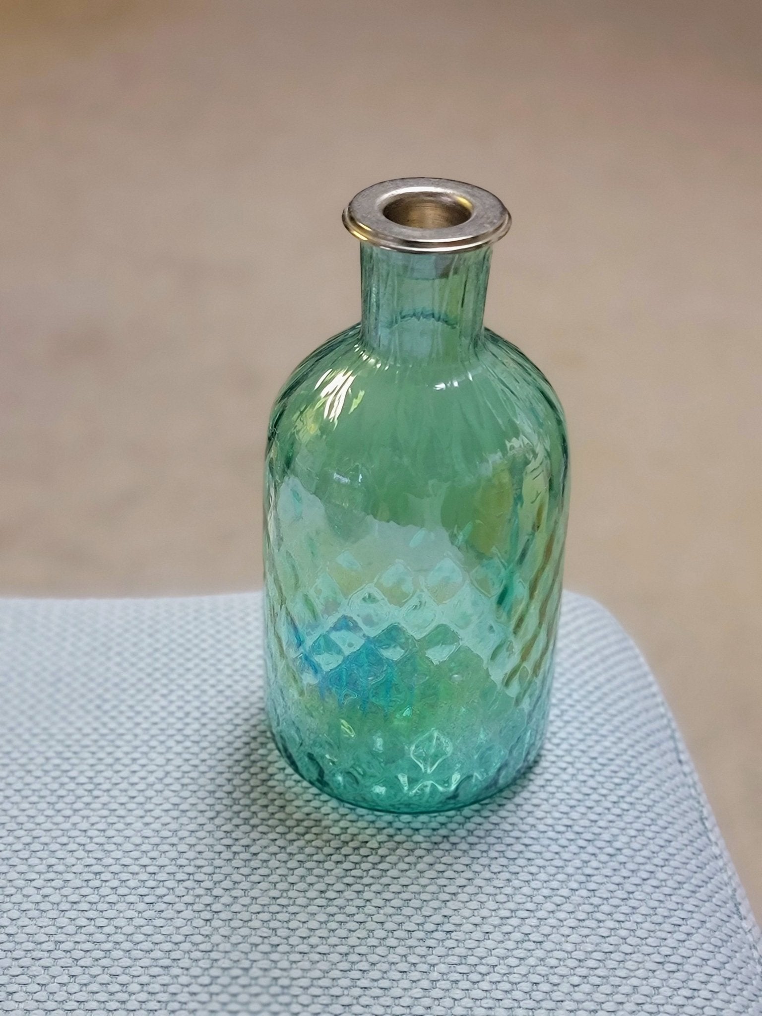 Teal Glass Candle Holder - Smash's Stashes