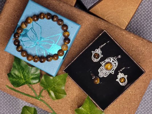 Tiger Eye Hamsa Jewelry set - Smash's Stashes